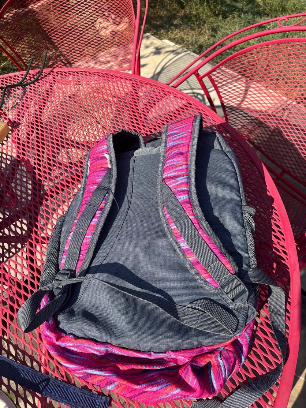 adidas Gray and Pink Women's Backpack with Patterned Front - Picture 2 of 5